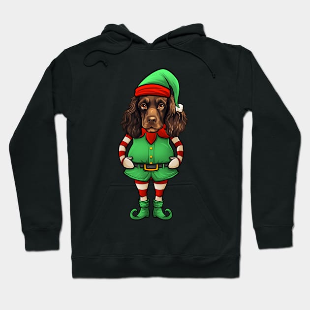 Funny Christmas Elf Boykin Spaniel Dog Hoodie by whyitsme